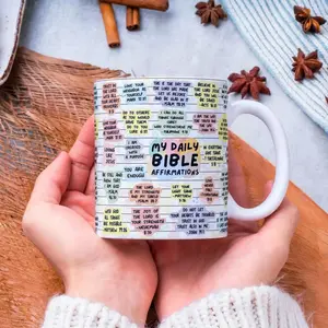 My Daily Bible Affirmations 11oz Mug, Christian Scripture Quote Design, Inspirational Faith Ceramic Coffee Cup, Religious Gift Mug