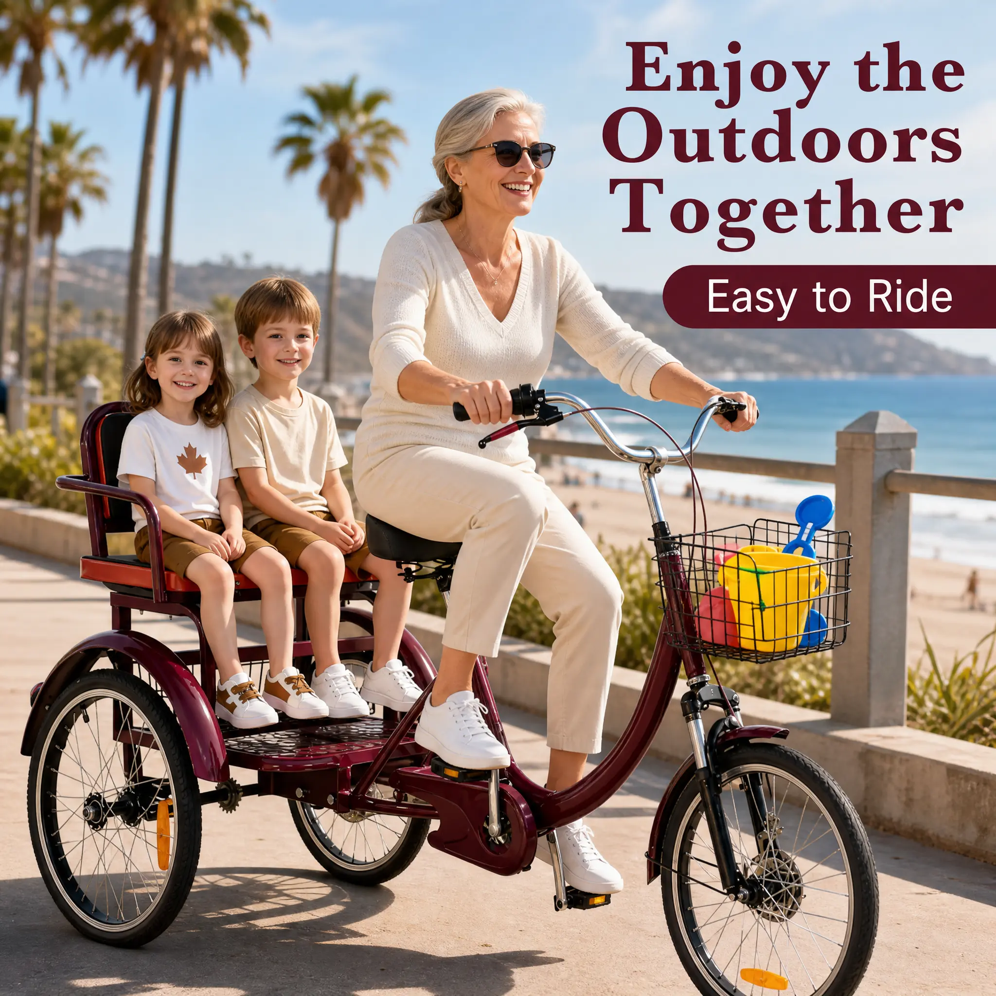 Adult Tricycle, 20 Inch 3-Wheel Bikes, Trike for Adults with Seat for Women, Seniors, Men, Low Step-Through Cruiser Bike with Front and Rear Baskets, Adult Tricycles for Shopping, Cycling