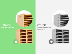 Ohuhu Bamboo Marker Organizer: Holds up to 126 Markers - with 18 Compartments - Right Angle Side - Wooden - Art Brushes Stationary Organizer Pencil Holder  for Home, Classroom, Office Decor - Marker Organizer Series of Ohuhuart