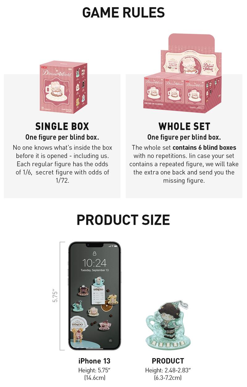 POP MART DIMOO Crush On Coffee Series-Acrylic Fridge Magnet Clip Blind Box