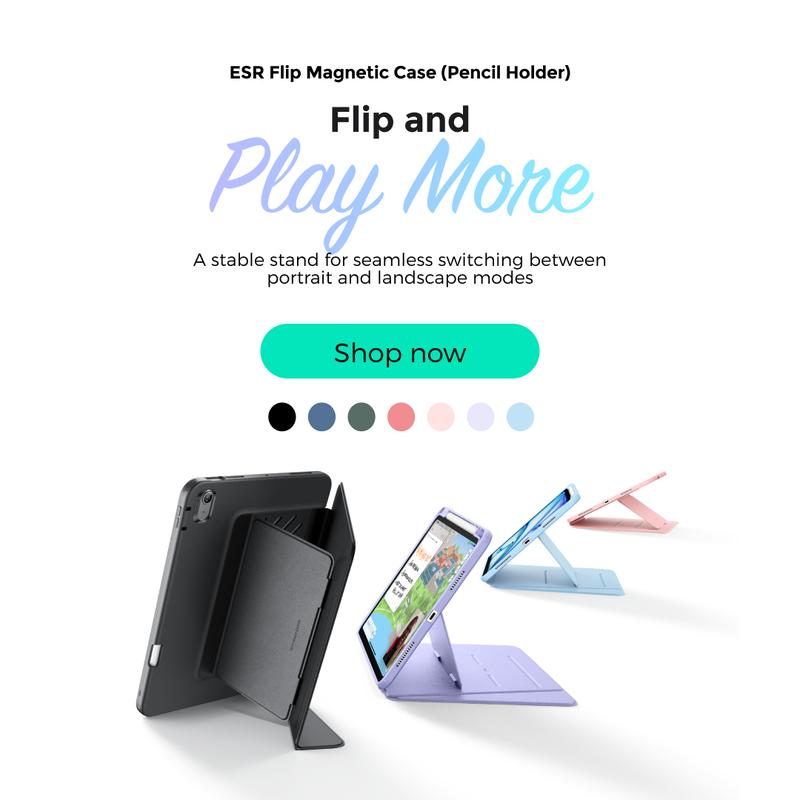 ESR for iPad A16/10th Gen Case, iPad Pro 11/13 inch& iPad Air 11/13 inch Case, Ultra-Stable Case with Pencil Holder, Multi Stand Angles, Flip Magnetic Series ESR for iPad A16/10th Gen Case, iPad Pro 11/13 inch& iPad Air 11/13 inch Case, Ultra-Stable Case with Pencil Holder, Multi Stand Angles, Flip Magnetic Series