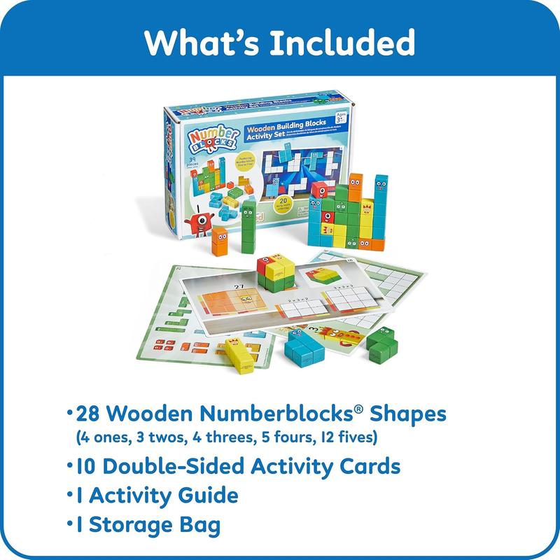 hand2mind Numberblocks Wooden Building Blocks Activity Set, Wood Stacking Toy, Counting Blocks, Numbers for Toddlers, Math Games, Logic Puzzles, Preschool Learning Activities, Kids Birthday Gift