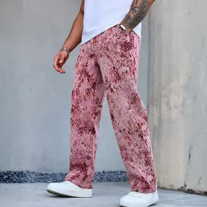 Men’s Jacquard Casual Drawstring Straight-Leg Wide-Leg Pants – Retro Style