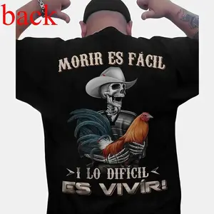 GGOR Men's Moris Es Facil Mexican Style T-Shirt, Big Rooster Gamefowl Shirt, Father's Day Ideal Gift, Shirt For Dad For Husband For HimCotton Menswear