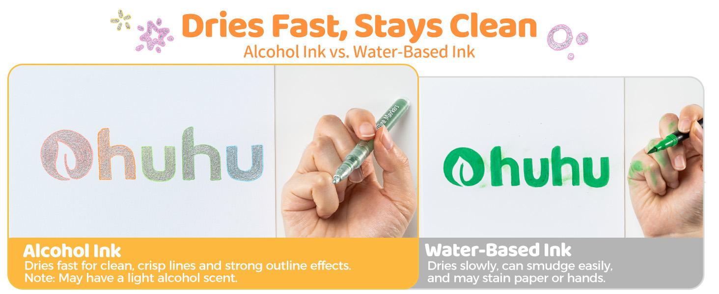 Ohuhu Glitter Markers: 18 Outline Markers - Shimmer Glitter Metallic Double Line Drawing Pens for Adults Beginners Fun Crafts Art Supplies Gifts for Greeting Cards Glass Rock Plastic - Ohuhu Stocking Stuffers for Teen Girl