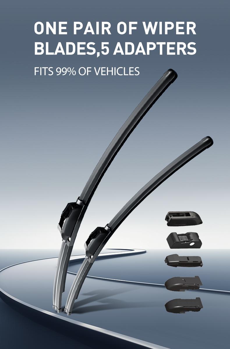 ITUTN Ultra Quiet Frameless Wipers Blades - OEM Quality, wiper champion,heavy rain wipers,Streak-Free | 5 Adapters, Fits 99% Vehicles, All-Season universal quiet windshield wipers,Easy Install,Car Parts,Auto Parts