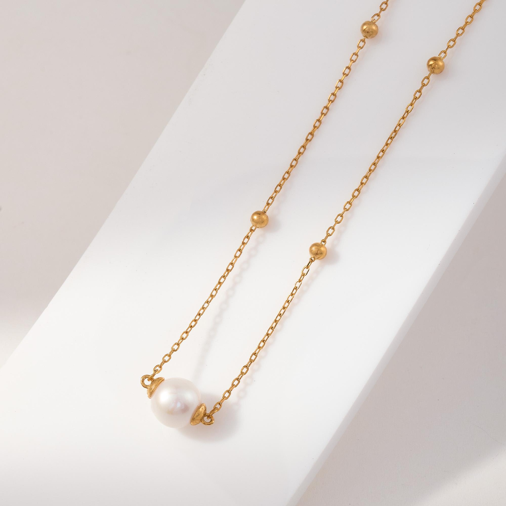 EAMTI Dainty Freshwater Pearl Necklace Adjustable 18K Gold Plated Chain S925 sterling silver Chokers Jewelry Pendant for Women