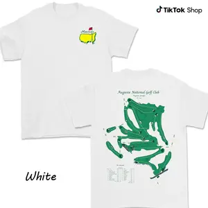 2026 Masters Augusta Course Map Shirt For Men For Women, Augusta National Fairway Layout Graphic Shirt, Soft Cotton Fabric Breathable Unisex Relaxed Fit Crew Neck Top, Detailed Golf Routing Design Apparel ESL