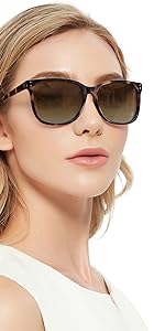 LVIOE Cat Eyes Sunglasses for Women, Polarized Oversized Fashion Vintage Eyewear for Driving Fishing - 99.99% UV Protection