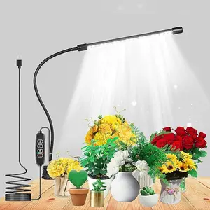 LED Grow Lights for Indoor Plants, 6000K Clip Plant Light with White Red LEDs, Grow Light Strips for Seed Starting 9 Dimmable Levels Auto ON Off with 3/9/12H Timer