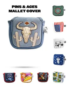Pins and Aces- Mallet Putter Covers - Magnetic Mallet Putter Head Covers Fun Unique Designs Strong Magnetic Closure Durable Premium Construction Fits Odyssey, Scotty Cameron, TaylorMade, Ping, Callaway, PXG
