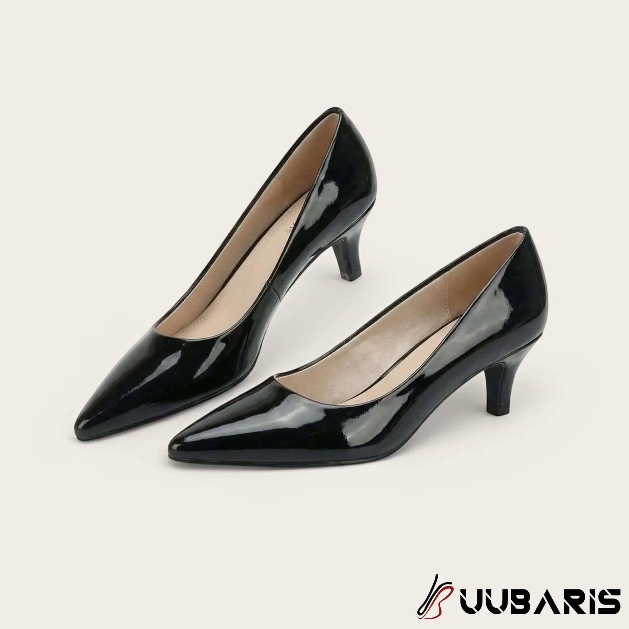 UUBARIS Classic Pointed-Toe Patent Leather Pumps - Elegant Kitten heel shoes, Mid-Heel Dress Shoes for Dariy Work & Formal Events Women