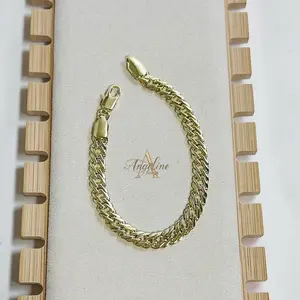 Pulsera tejido español 7.5 14k Laminated High Quality For Everyday Use, For women Elegant Design ,Hypoallergenici