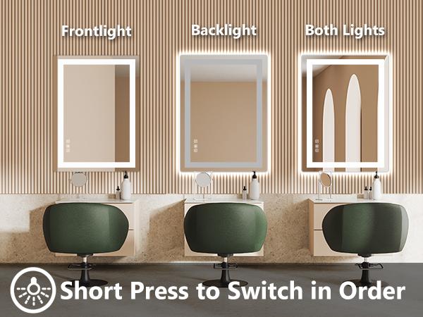 【Valentine's Day Gifts】LED Bathroom Vanity Mirror for Wall with Double Front and Back Light, Anti-Fog, Shatter-Proof, Dimmable, Tempered Glass, Memory Function 【Valentine's Day Gifts】LED Bathroom Vanity Mirror for Wall with Double Front and Back Light, Anti-Fog, Shatter-Proof, Dimmable, Tempered Glass, Memory Function