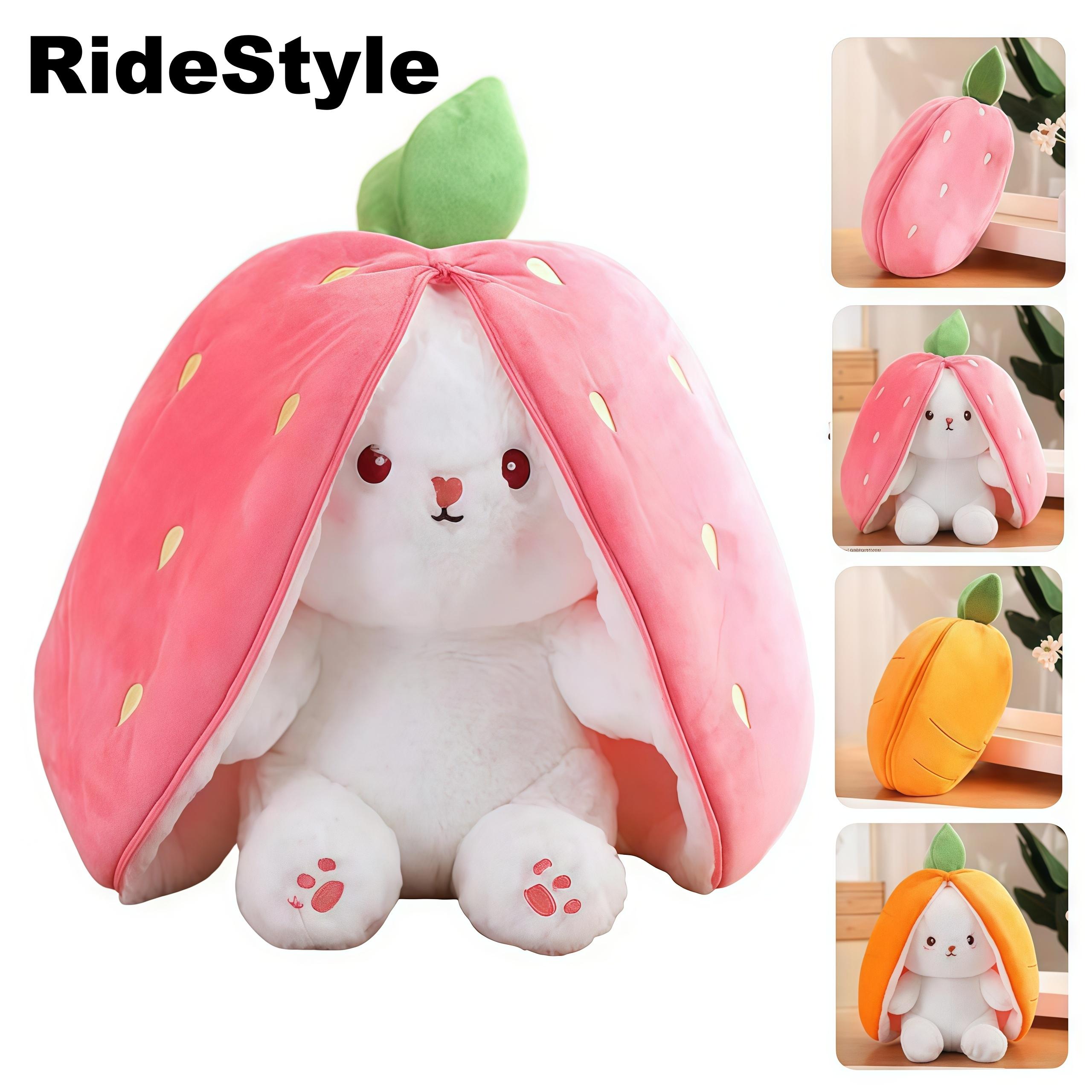 Cute Strawberry Bunny Plush Toy Soft Kawaii Stuffed Animal Gift for Kids Girls Hug Pillow Bed Decoration Birthday Present Furry Friends Plush Doll