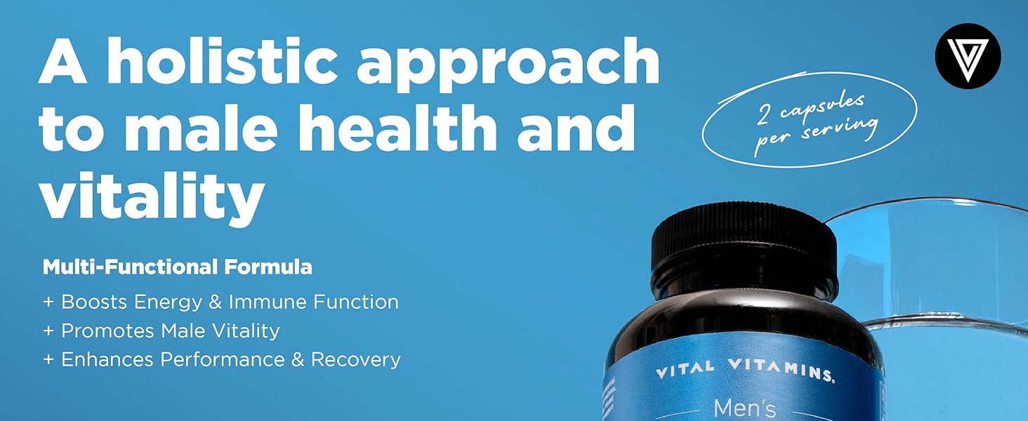 Men’s Multivitamin Performance Blend - with Maca Root, Essential Amino Acids, Ginseng & Saw Palmetto - Daily Energy, Stamina, & Performance Support - 60 Capsules