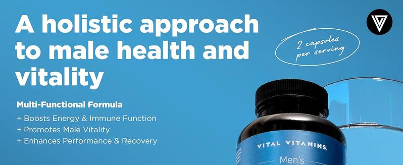 Men’s Multivitamin Performance Blend - with Maca Root, Essential Amino Acids, Ginseng & Saw Palmetto - Daily Energy, Stamina, & Performance Support - 60 Capsules