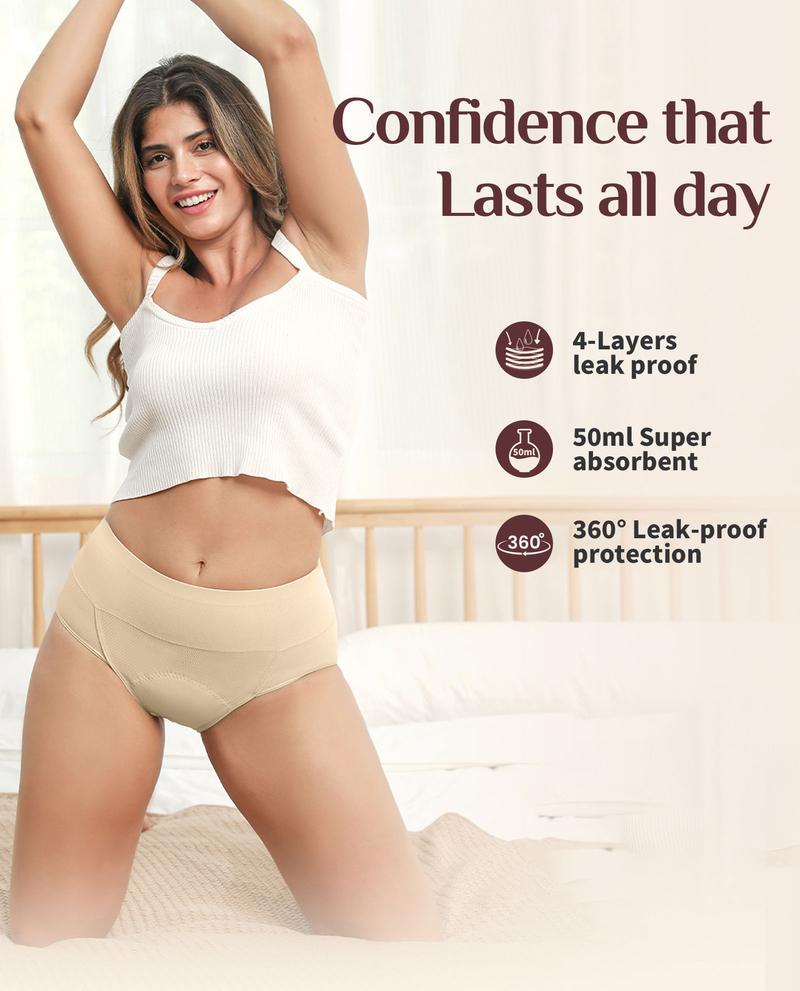 LOSWIE Seamless Crotch Design Breathable Mesh Period Panties for Women Soft Menstrual Leakproof Underwear Comfort Lingerie Mild Incontinence 35ml Absorption Rate Multi-Layer Absorbency & Leak-Proof Edge Zero Side Leaks Instant Absorption