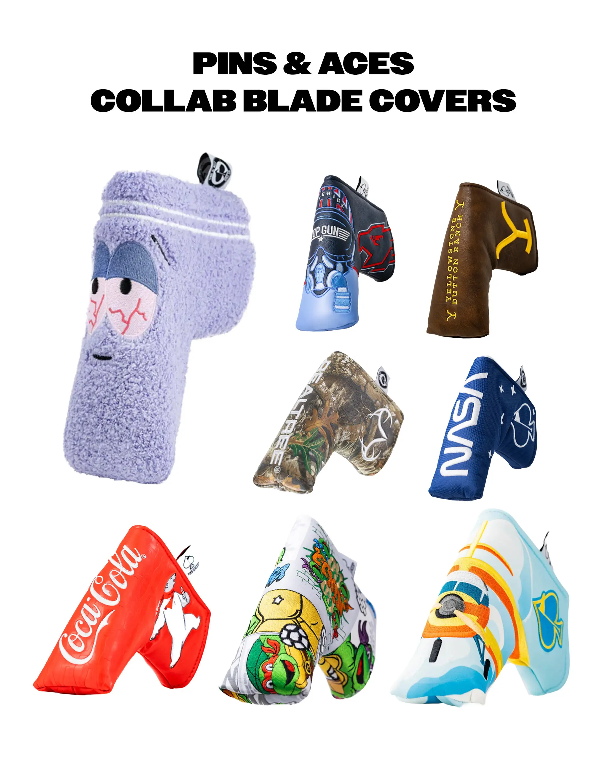 Golf Magnetic Blade Putter Cover - Collaborative Designs (TMNT, Top Gun, South Park, NASA) - Strong Magnetic Closure Golf Accessory Fits Odyssey, Scotty Cameron, TaylorMade, Ping, Callaway, PXG, Cobra, Cleveland, Bettinardi