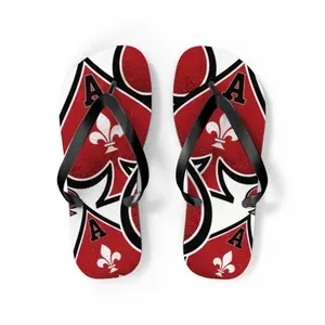 Red Spade Fleur-de-Lis Flip Flops | Card Suit Beach Sandals