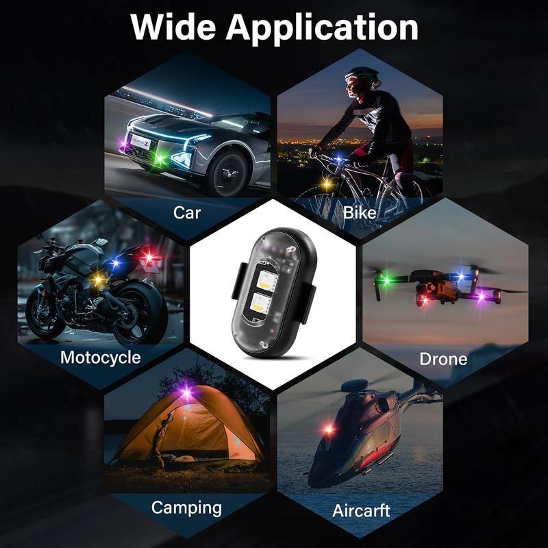 6/12/18/24 PCS RGB Led Aircraft Strobe lights Motorcycle Lights LED Flash Position Wireless Light Aircraft Airplane Helicopter Warning Lights Car Interior Lighting