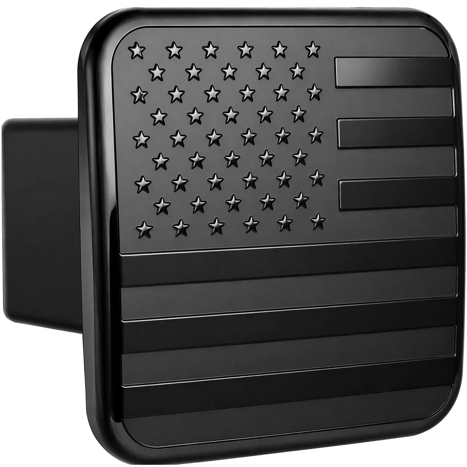 eVerHITCH USA Black Metal Flag Hitch Plug Cover for 2" Receiver, Heavy Duty Trailer Hitch Cover, American Flag Tow Hitch Plug, Durable Weather-Resistant Receiver Protector