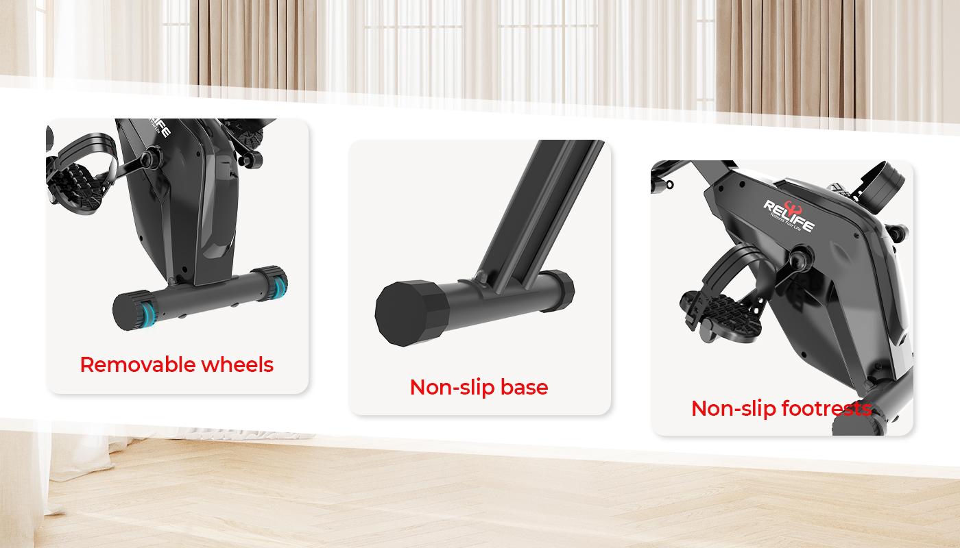 Relife Sports 3 in 1 Exercise Bike Folding Exerpeutic Bike Pedal Exerciser Adjustable Seats Workout Machine Foldable Bike