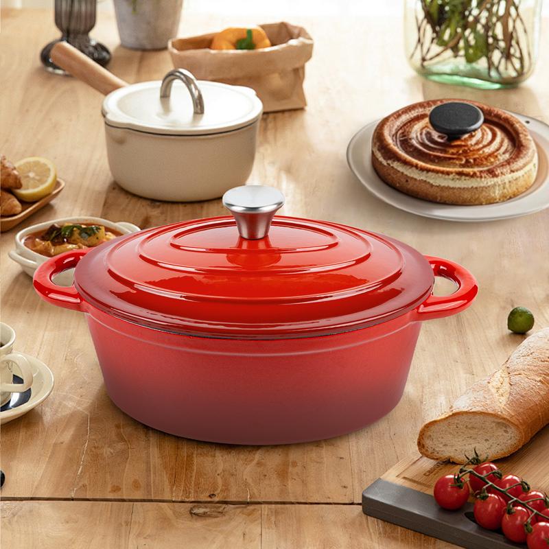 4.5 QT Enameled Oval Dutch Oven Pot with Lid and Dual Handles, Cast Iron Dutch Oven for Cooking, Bread Baking, Non-stick Enamel Coated Cookware