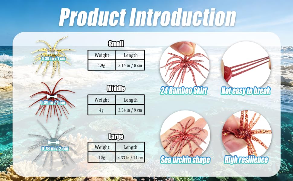 Japanese Style Finesse Baits, 4 Pieces Soft TPR Tentacle Lure with Sea Urchin Mimicry, Slow Sinking Bass Lure for Wacky, Neko & Drop Shot Rigs, Saltwater Fishing, Sea Urchin Fishing Lure, Tentacle Shape