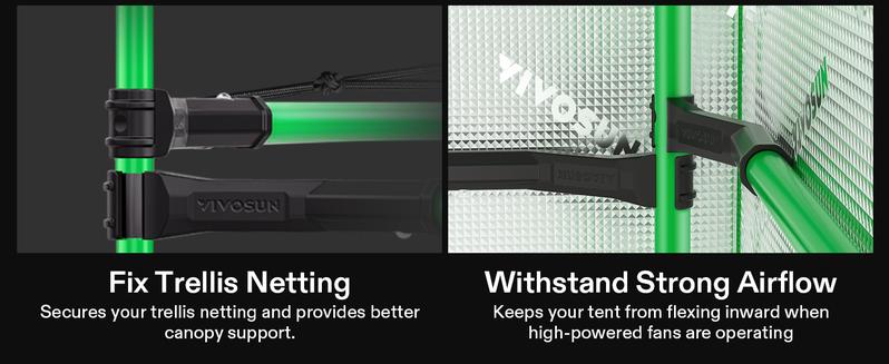 VIVOSUN Grow Tent High CFM Kit, Green Pole Range of 24"-48", Suitable for 2'x2', 3'x3', 4'x2' and 4'x4'Grow Tent, 4-Pack