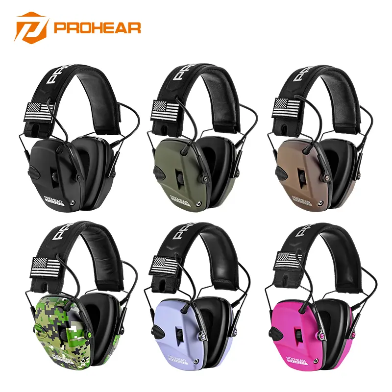 PROHEAR O66 Tactical Shooting Ear Protectors - 4X Amplification, 23dB NRR Shield, IPX4 Water-Resistant, Foldable, Adjustable Earmuffs with Pouch for Range Hunting, Mowing, 4× Sound Boost, Loud Work, Soft Ear Cushions, Built For Hunting, Mowing, And Work,