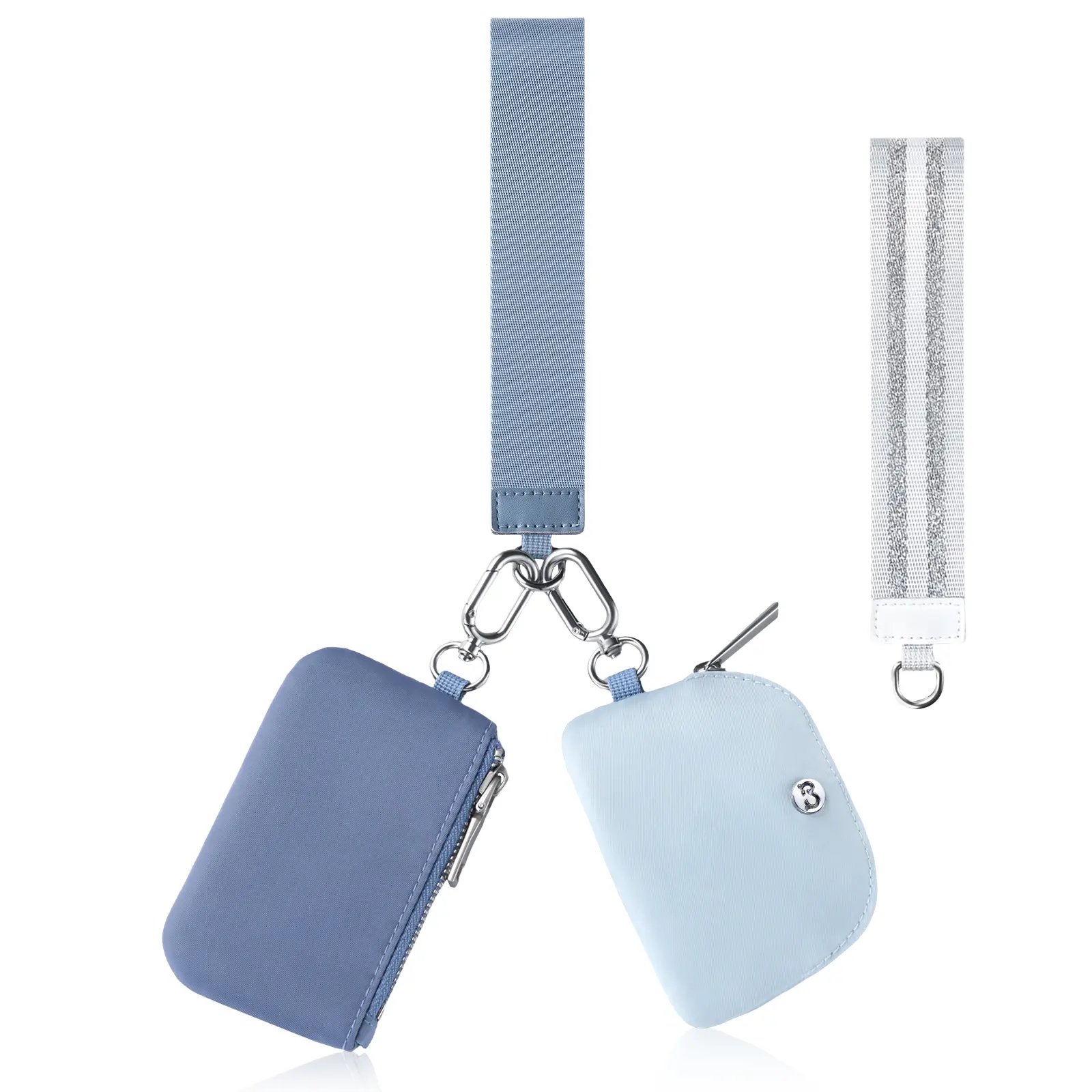 Babysun Zip Around Keychain Wristlet Wallets for Women Dual Pouch Coin Purse With 2 Detachable Keychains Portable, Clutches Wristlets, Minimalist Small Purse, Removable Wristlet