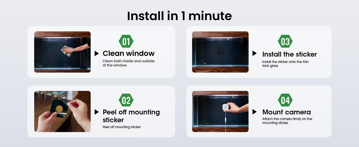 HomiQ Life 3MP 2K Aquarium & Terrarium Pet Camera.Magnetic Install &Close-Focus Lens for Fish,Lizard, Reptile Pet and Window Bird Feeder,2.4GHz & 5GHz WiFi,Color Night Vision,Auto-focus,24/7 Recording