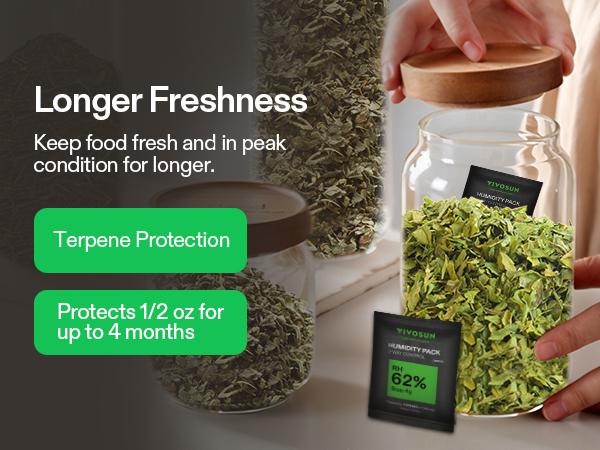 VIVOSUN 62% RH Two-Way Humidity Control Packs, Size 4 g, 10 Packs for Storing 1/2 oz, Moisture Balancer with RH Indicator Card for Food & Herb Storage VIVOSUN 62% RH Two-Way Humidity Control Packs, Size 4 g, 10 Packs for Storing 1/2 oz, Moisture Balancer with RH Indicator Card for Food & Herb Storage