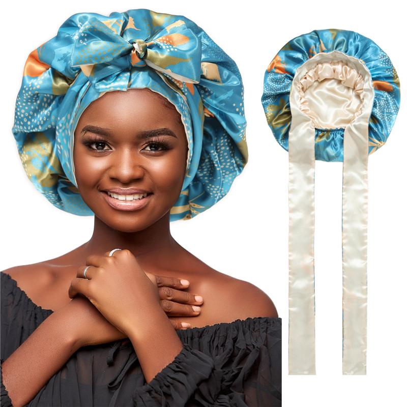 Double-Layer Solid Color Satin Bonnet Sleep Cap for Women Curly Hair Wrap for Sleeping Cap Adjustable Reversible Bonnet with Tie Band Night Cap Double-Layer Solid Color Satin Bonnet Sleep Cap for Women Curly Hair Wrap for Sleeping Cap Adjustable Reversible Bonnet with Tie Band Night Cap