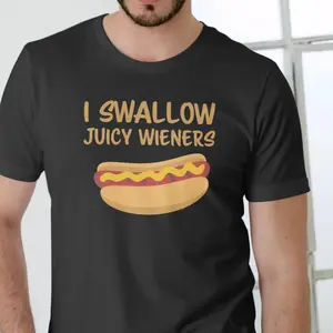 Juicy T Shirt Cotton Crewneck Short Sleeve Summer Casual Cartoon Unisex Fitted Tee Featuring Hot Dog Graphic