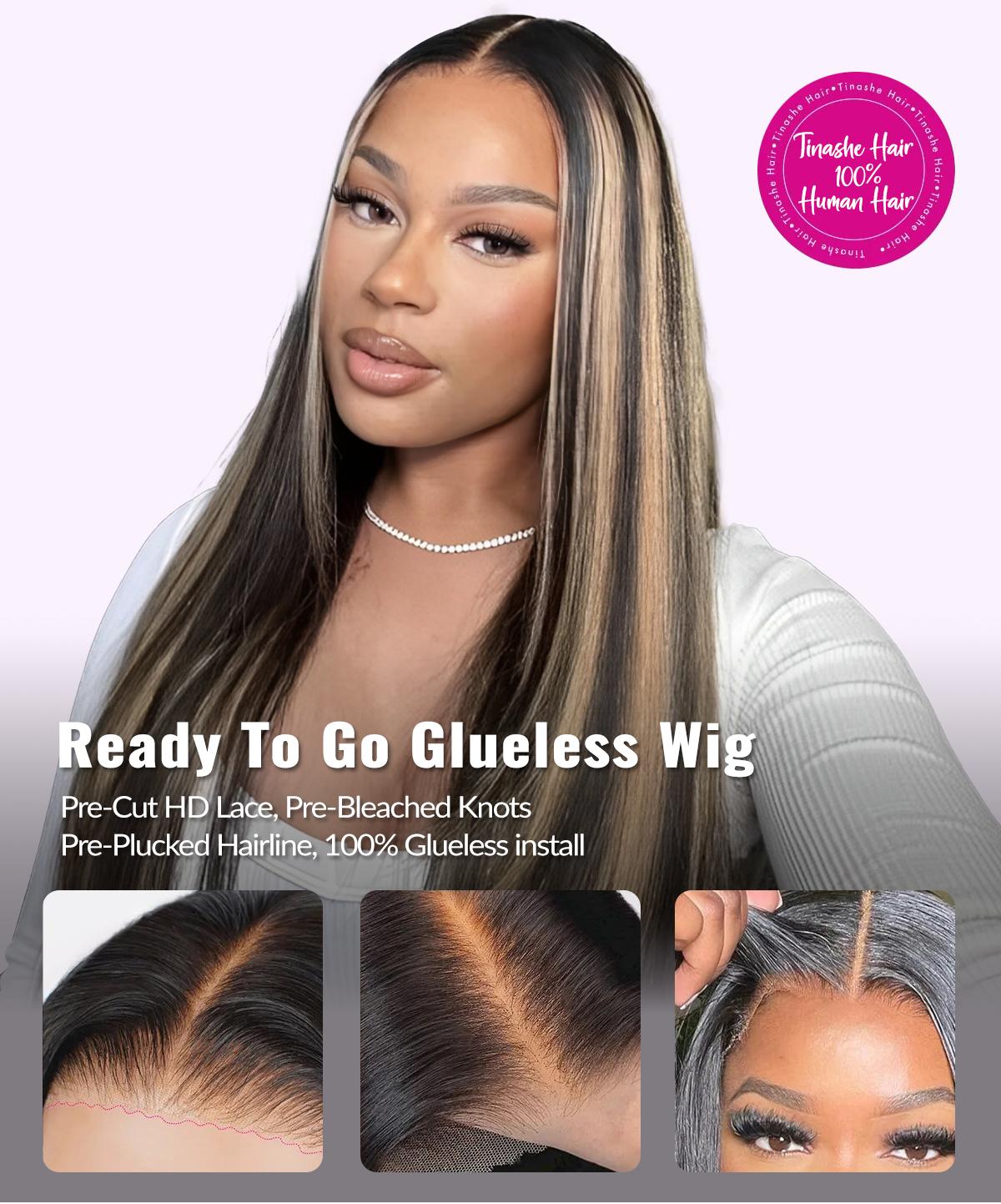 Tinashe Balayage Human Hair Highlight Honey Blonde  6x5 Pre-Cut Lace Pre-Bleached Knots Ready To Go Glueless Wig Pre-everything #dealsforyoudays