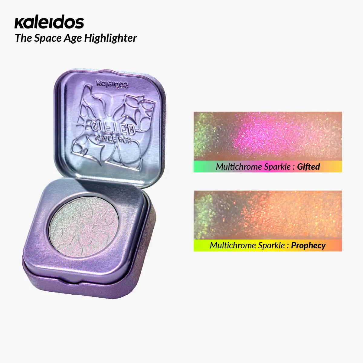Kaleidos Space Age Multichrome Highlighter - Color-Shifting, Translucent, Highly Reflective Beauty Product with Translucent Glow for Rave, Festival Makeup & Cosmetic Gifting, Milkyway Shimmer