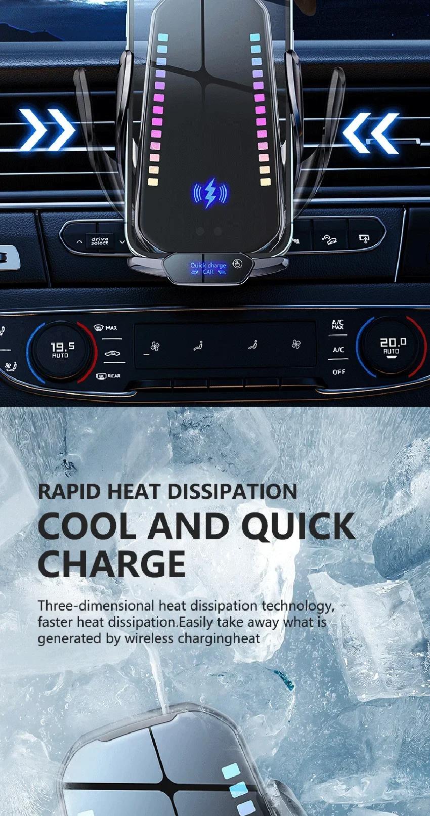 Car phone holder infrared sensing  intelligent rhythm wireless charging can jump according to the sound waves Add rhythmic color light function to move with music car  Accessories Automatic Mount Retractable Stand Adjustable Cellphone Clip