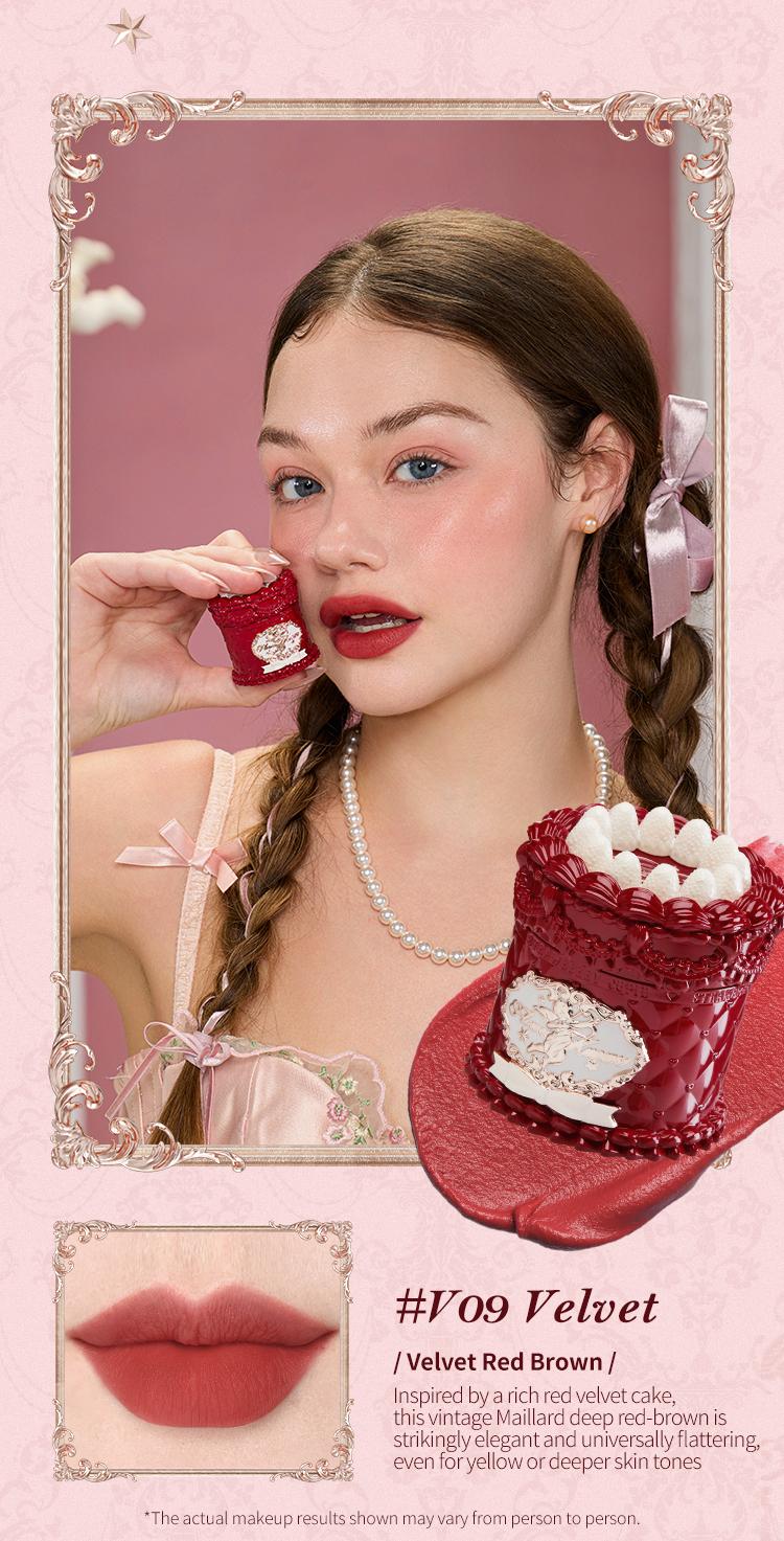 Flower Knows Strawberry Cupid Collection Cake Lip Cream, Smooth Matte Lip Cream, Long Lasting, Non-Stick Cup Lip Clay, Smudge Proof, High Pigment, Moisturizing, Summer Makeup Gift, Makeup Beauty Cosmetics