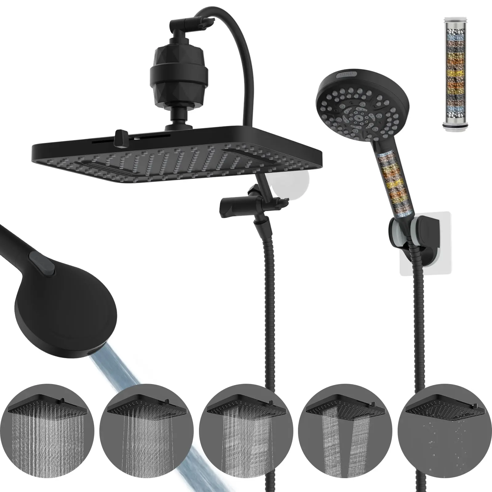 Black + + 20 Stage Shower Filter set