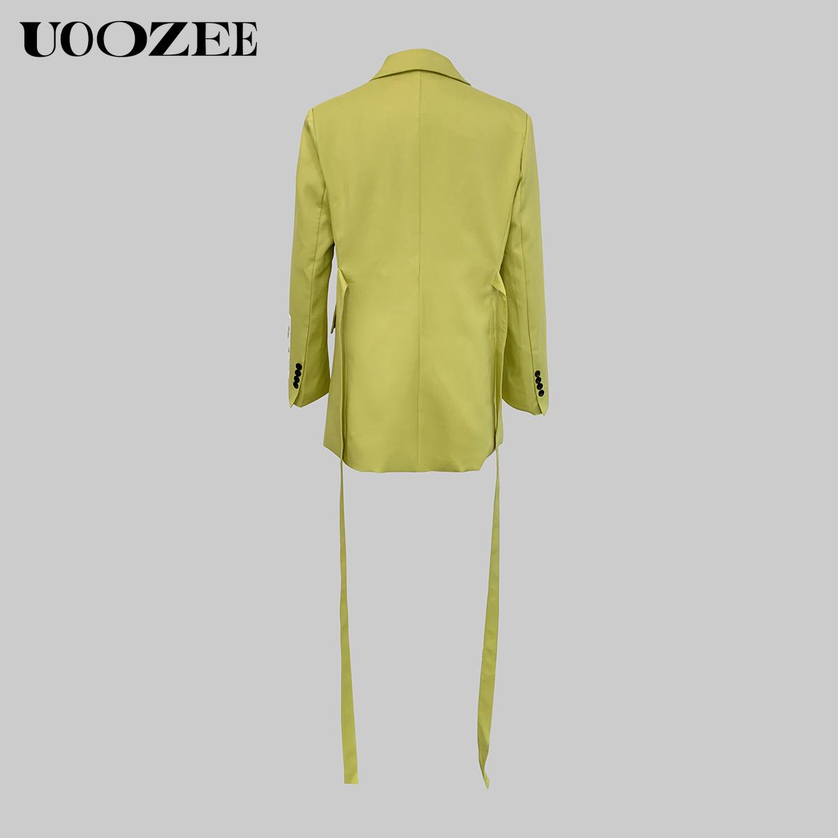 UOOZEE Women's 2025  (Only Top) Trendy Stylish Green Blazer Jacket, New Fashion Spring Autumn Winter Loose Clothing Luxury Blazers, Streamer Floral Embroidered Long Sleeves Lapel Blazer(Women with Broad Shoulders Can Order One Size Larger) SpringStatement