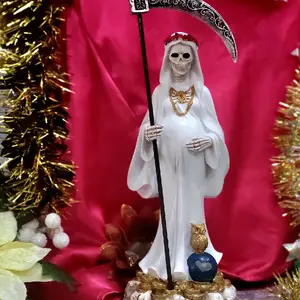 Santa Muerte Pregnant Statue White Holy Death  12" Embrazada For Love,  Goodluck