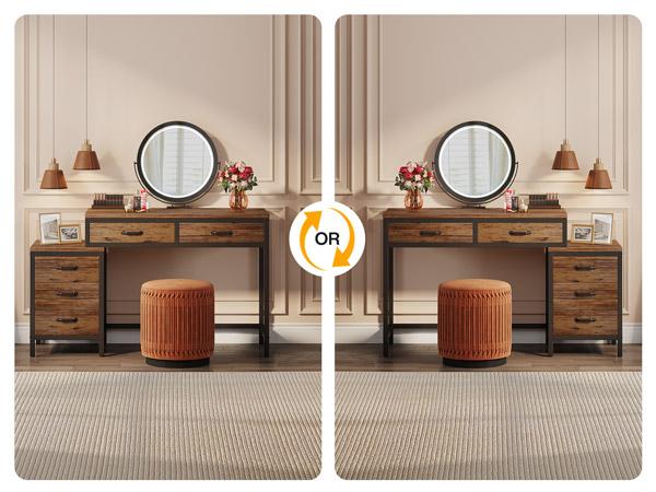 Tribesigns Vanity Desk with 5 Drawers, Makeup Vanity Table Dressing Table with Side 3-Drawer Chest, Make Up Vanities for Women, Girls (Without Mirror)