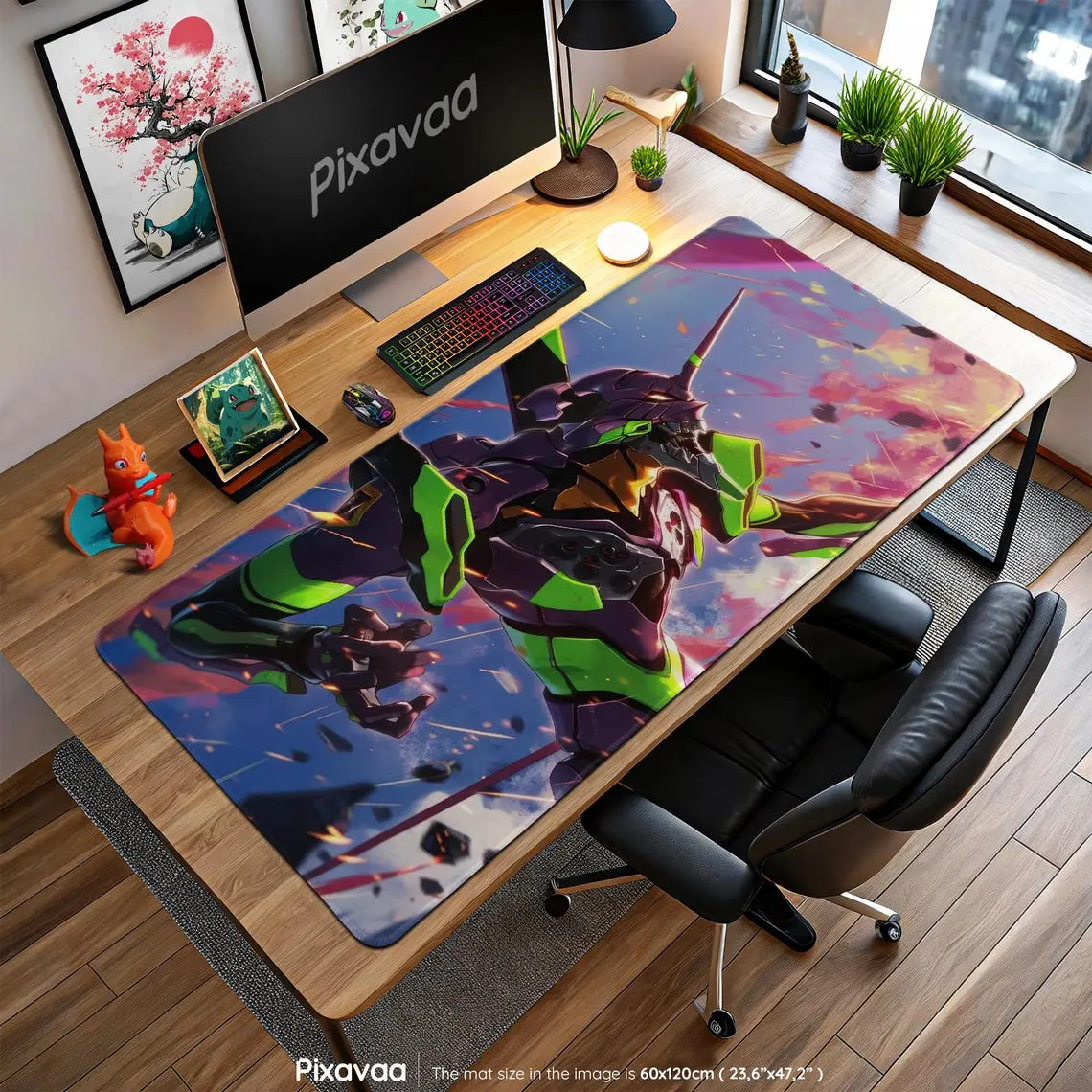 Evangelion Unit-01 Mouse Pad - Neon Genesis Mecha Battle Design, EVA Anime Gaming Desk Mat, Shinji Ikari Gift