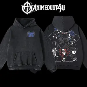 AnimeDust4U Retro Vintage Upper Moons Demon Slayer Oversized Hoodie 100% Premium Cotton S-5XL Classic Fit Pre-Washed Soft Feel Menswear - Clothes