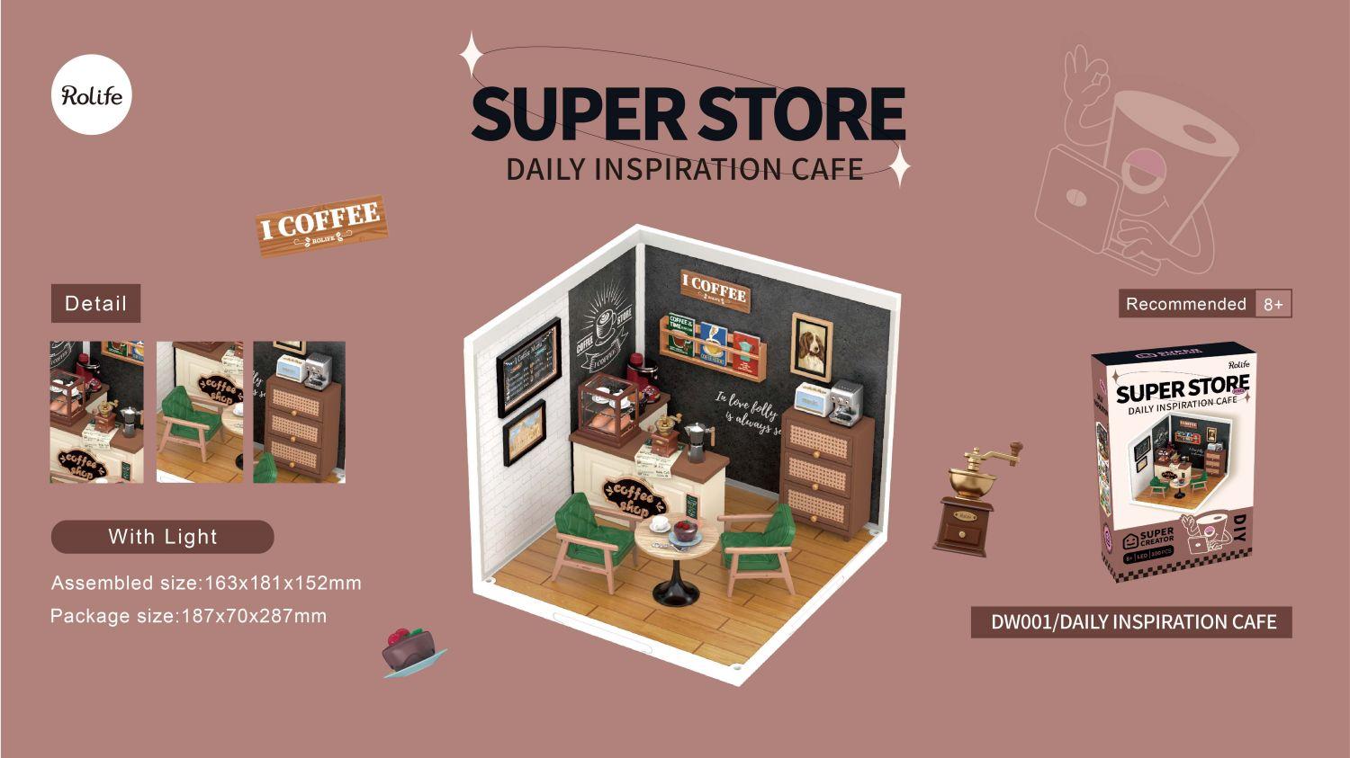 Rolife DIY Miniature House Kit with Furnitures Tiny Cafe Store Making Kit Creative Gifts for Teens Adults Home Decor Rolife DIY Miniature House Kit with Furnitures Tiny Cafe Store Making Kit Creative Gifts for Teens Adults Home Decor