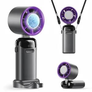 4-in-1 Mini Handheld Fan Portable Refrigeration Handheld Turbo Fan 12 Hours Cooling,  Digital Display, 120° Rotation, USB Charging, Suitable for Travel, Indoor Use, And Office Desk Usage