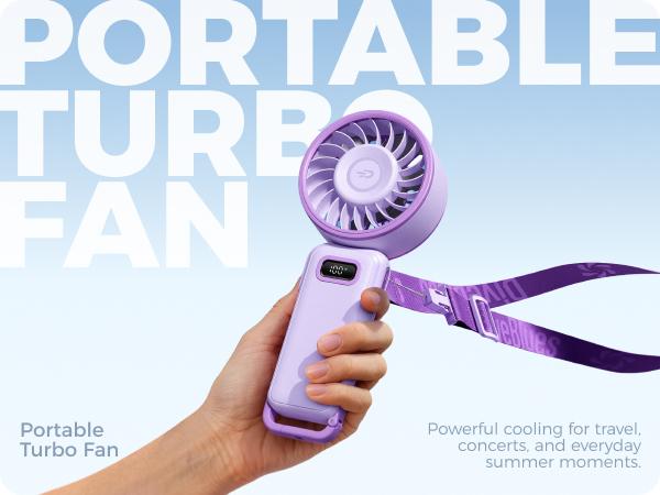 DiveBlues TurboBear Mini Portable Handheld Fan 19000 RPM Powerful Air Speed 12 Hours Cooling 100 Adjustable Speeds Rechargeable Battery Travel Essential Gift for Women