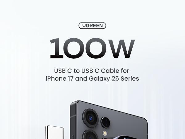 UGREEN 100W USB C Cable - Smartphone Charger for iPhone 17/17 Plus/17 Pro/17 Pro Max/16/15 Plus/15 Pro/15 Pro Max, MacBook Pro, iPad Pro, Dell XPS, Samsung Galaxy S23/S22 Ultra, Switch, Pixel, Deals for You,TikTokShopHolidayHaul